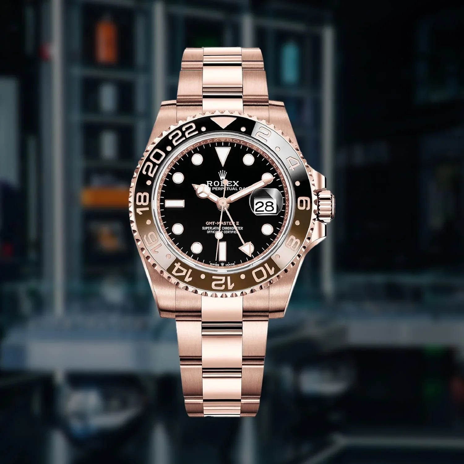 Rolex Gmt Master Rosegold Gold Black Metal Virat Watch