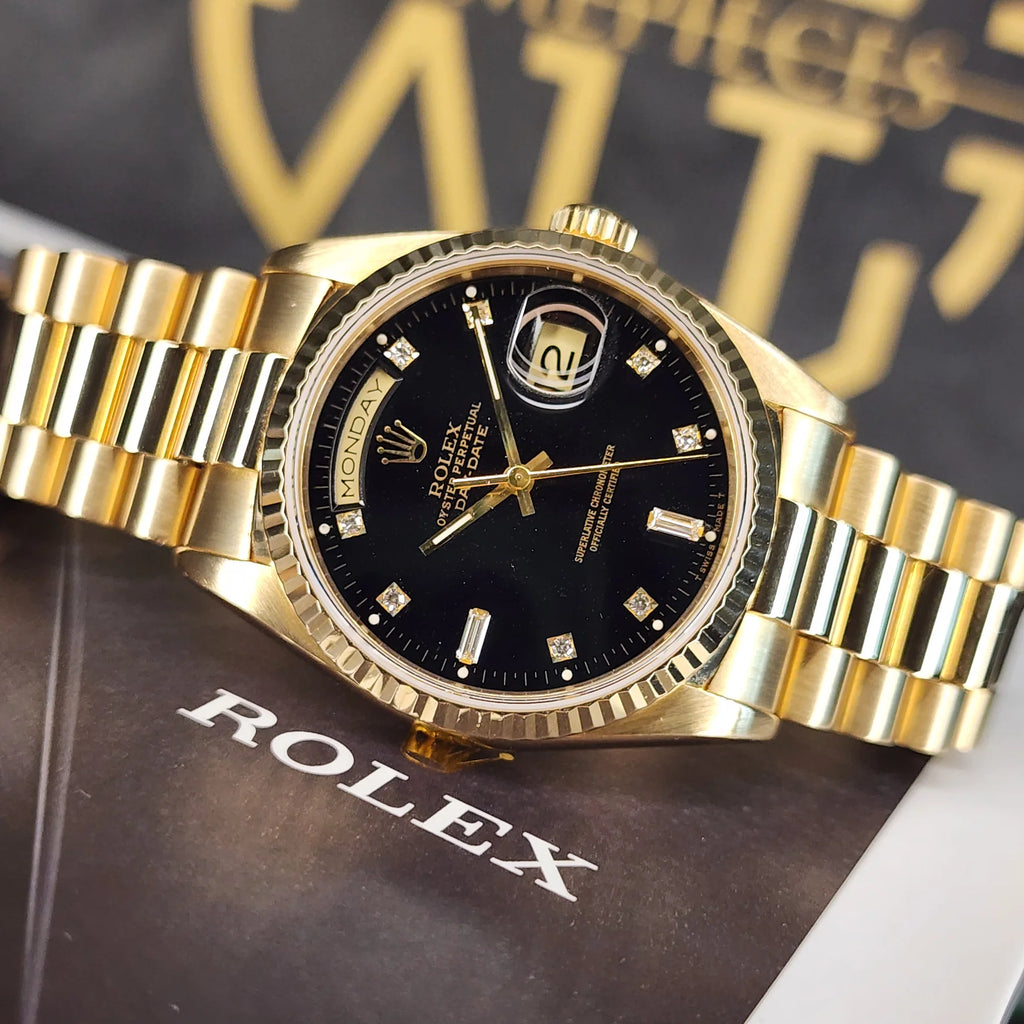 ROLEX DAYDATE GOLD BLACK DAIMOND VIRAT KOHLI EDITION