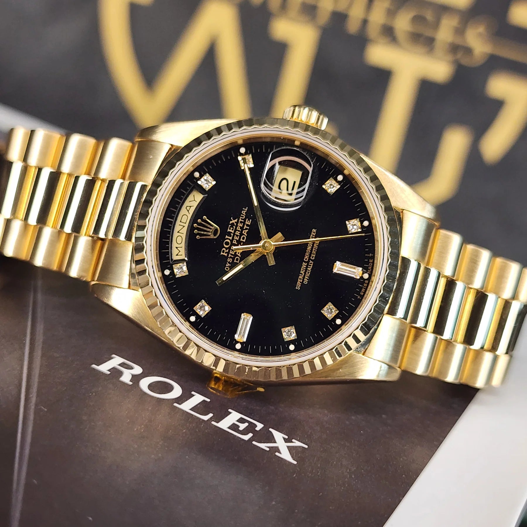 ROLEX DAYDATE GOLD BLACK DAIMOND VIRAT KOHLI EDITION
