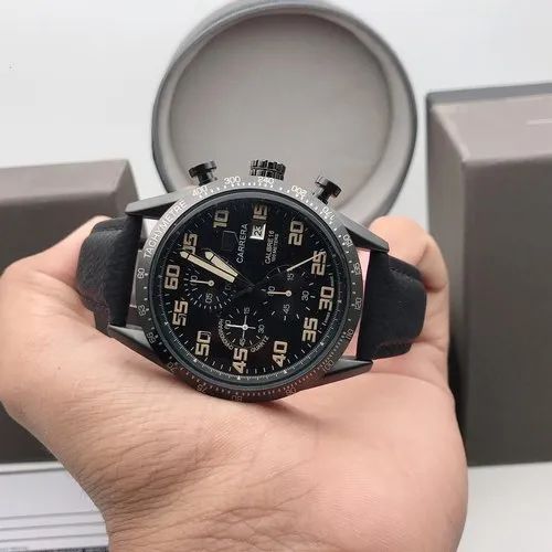 Tagheuer Grand Carrera Black leather watch