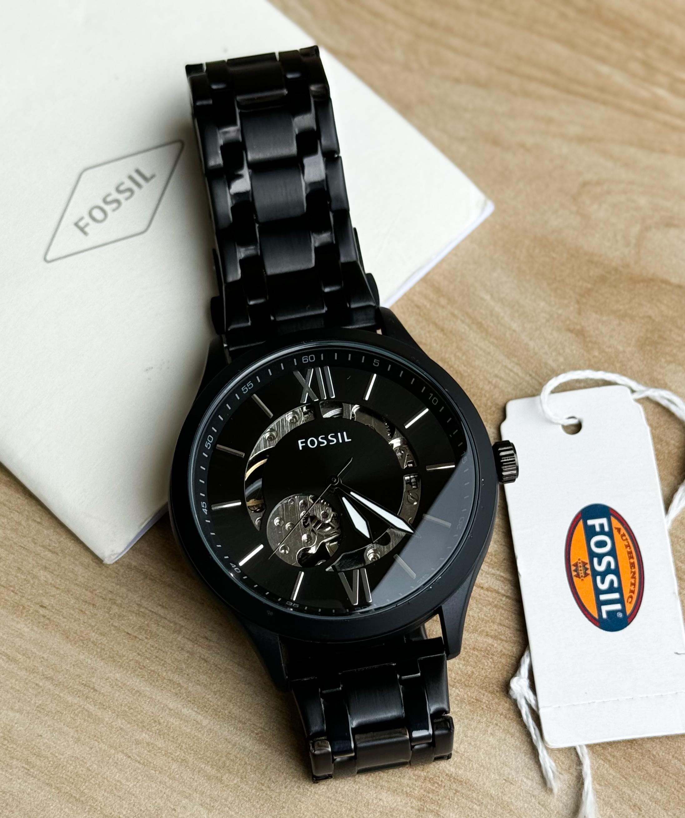 Fossil Buffer Rim Black Metal Automatic watch