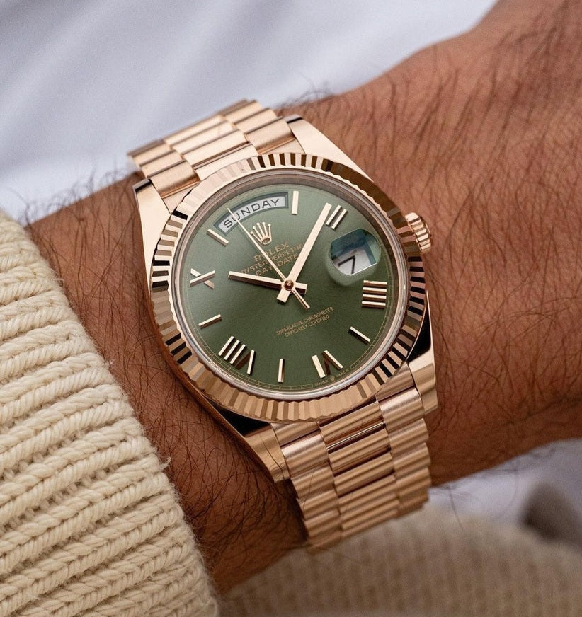Rolex Day date Rosegold Gold Metal Dhoni Watch