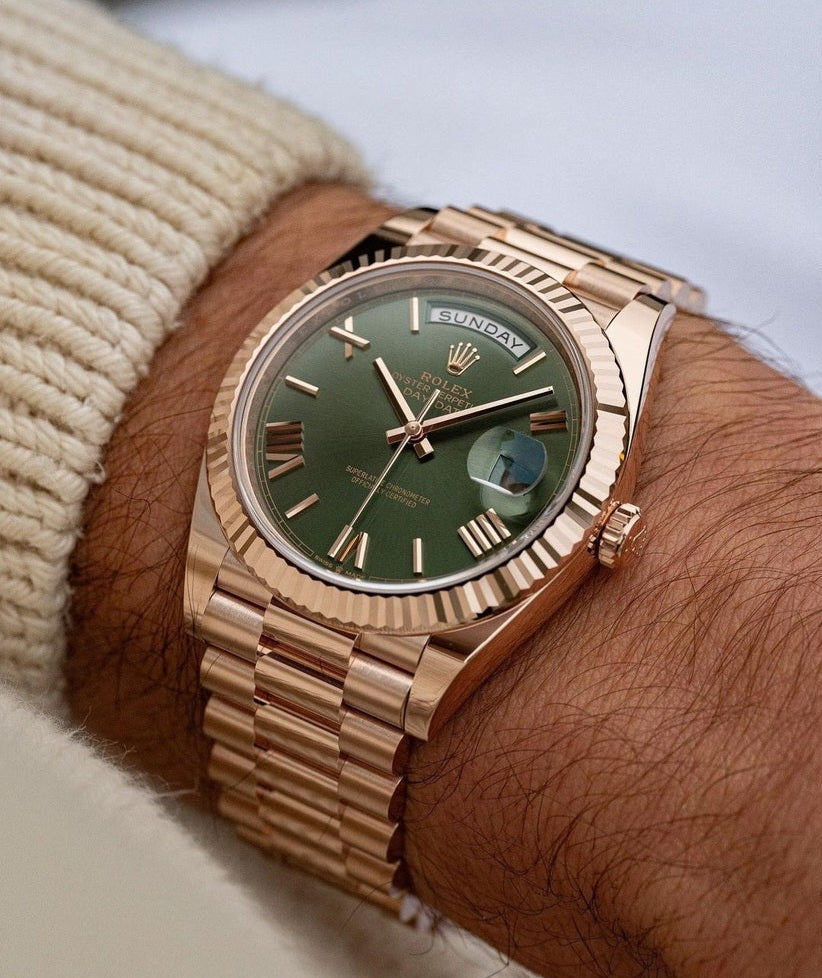 Rolex Day date Rosegold Gold Metal Dhoni Watch