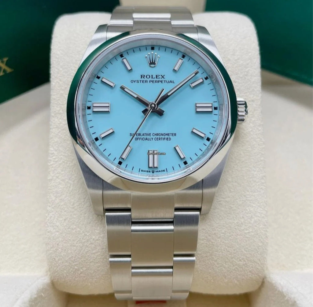 Rolex Tiffany Blue dial Silver metal Belt Watch M S Dhoni