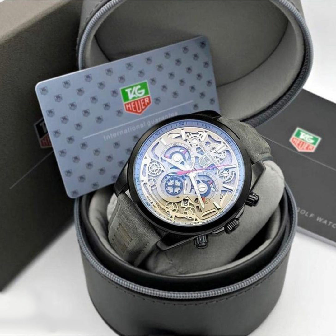 Tagheuer Cr7 Leather Black Belt Black Dial B
