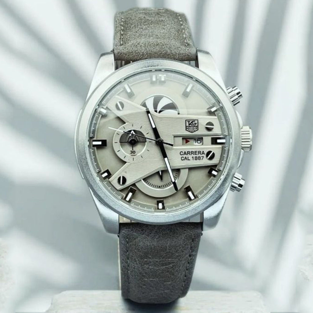 Tagheuer Cr7 New Leather Grey Belt Grey Dial