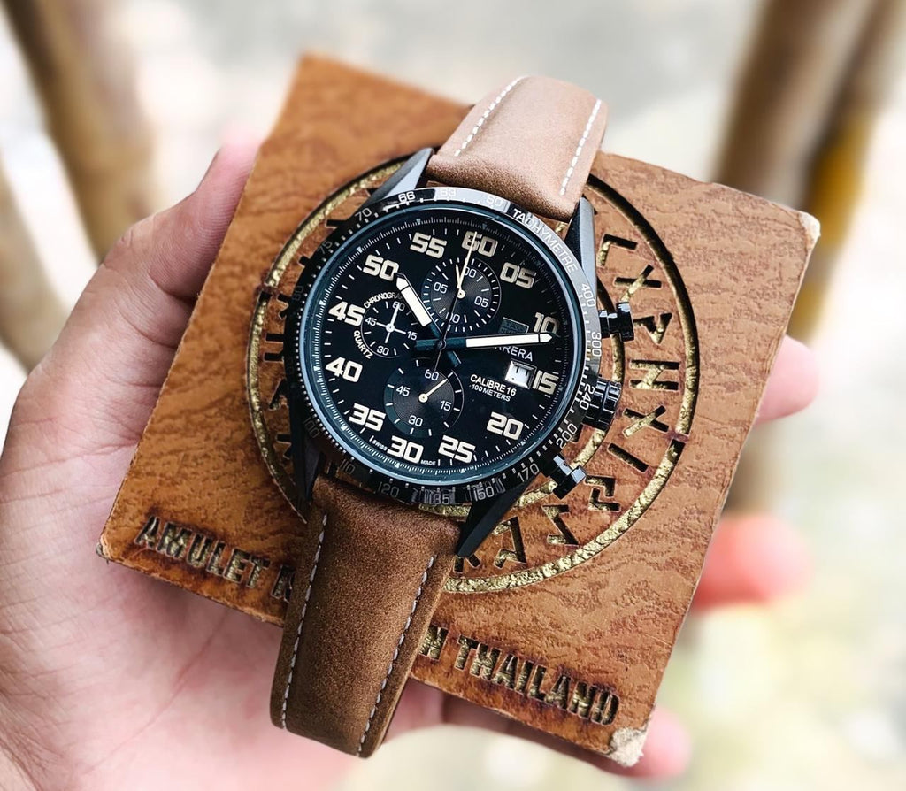 Tagheuer Grand Carrera Brown leather watch