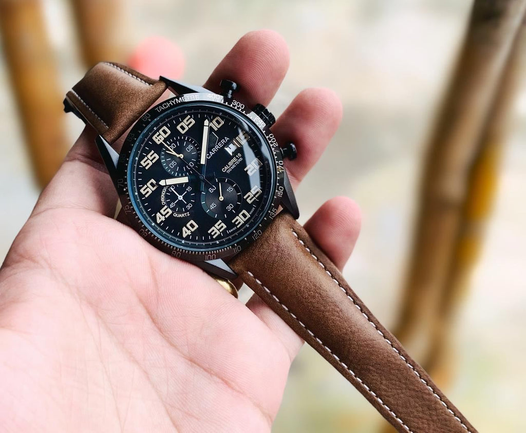 Tagheuer Grand Carrera Brown leather watch
