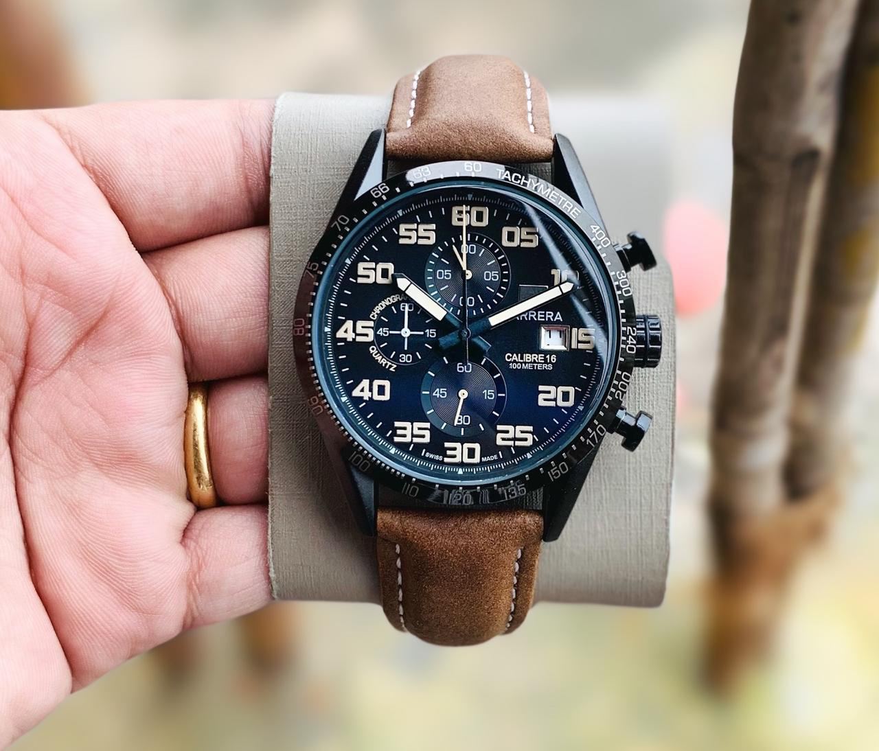 Tagheuer Grand Carrera Formula 1 Brown leather watch